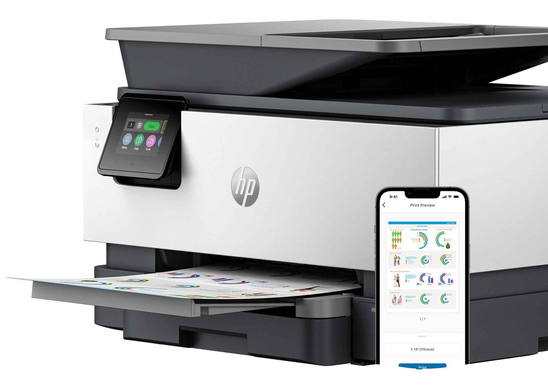 HP OfficeJet Pro 9122e Draadloos All-in-One Kleur Printer, Instant Ink; Dubbelzijdig printen