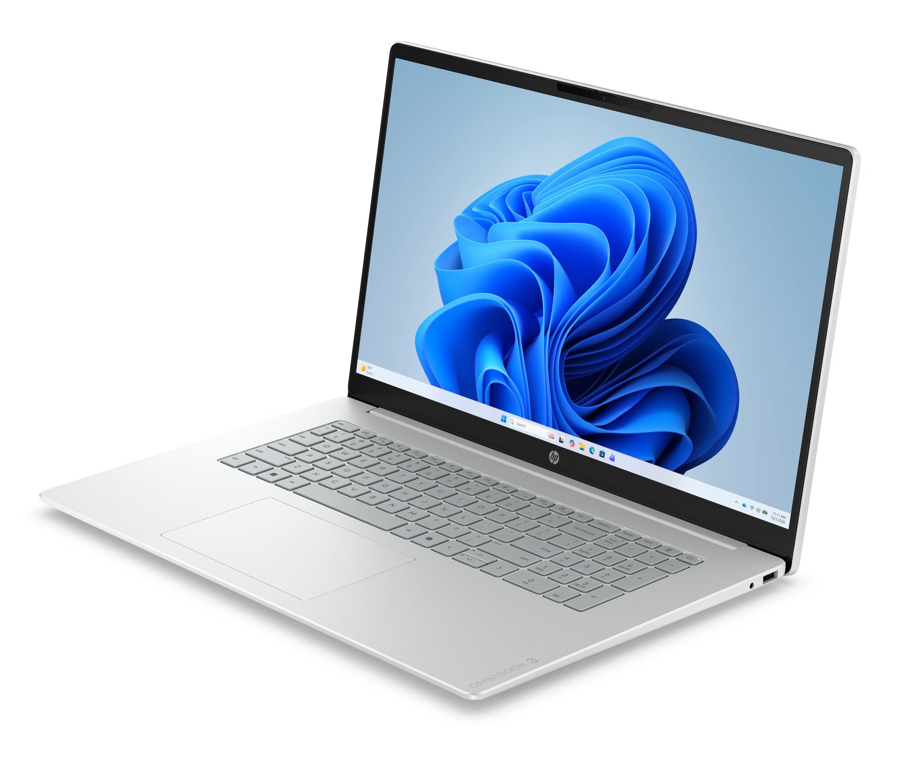 HP OmniBook 3 17-dp0050ndx AMD Ryzen™ 5 7520U Laptop 43,9 cm (17.3") Full HD 8 GB LPDDR5-SDRAM 512 GB SSD Wi-Fi 6 (802.11ax) Windows 11 Home Grijs, Zilver QWERTY