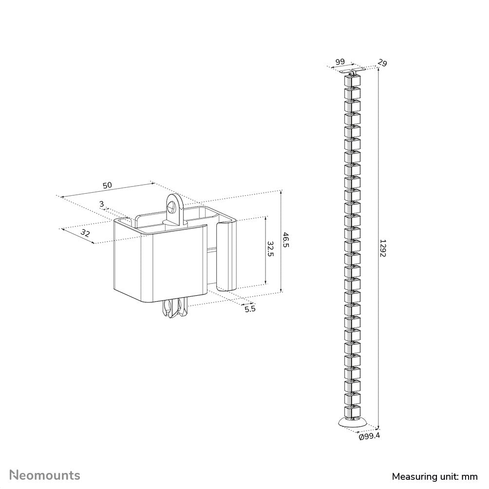 Neomounts ADS06-130BL Kabelgeleider - schroefbevestiging - universeel