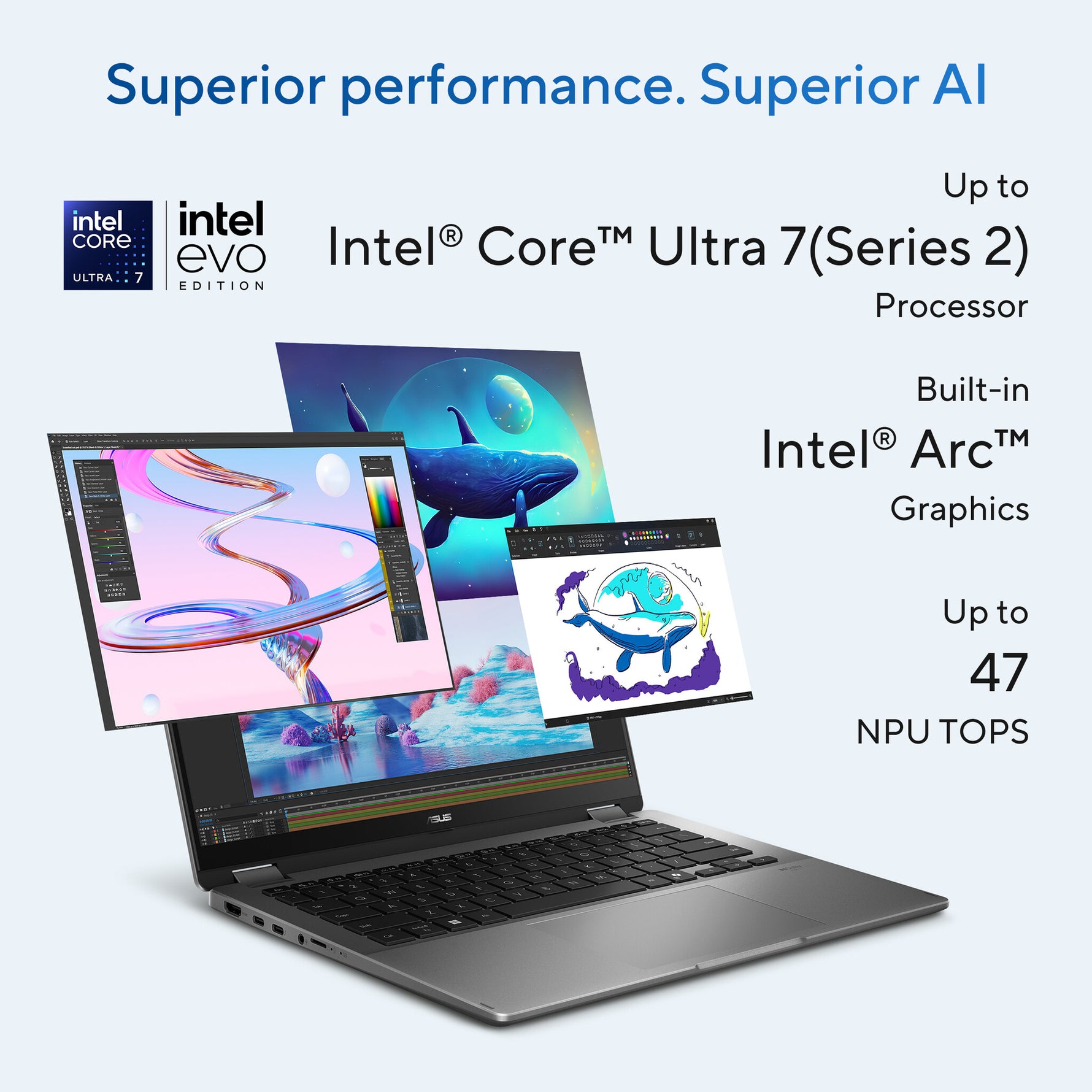 ASUS Vivobook 14 Flip TP3407SA-SG167W Copilot+ PC Intel Core Ultra 5 226V Hybride (2-in-1) 35,6 cm (14") Touchscreen WUXGA 16 GB LPDDR5x-SDRAM 512 GB SSD Wi-Fi 7 (802.11be) Windows 11 Home Nederlands Grijs