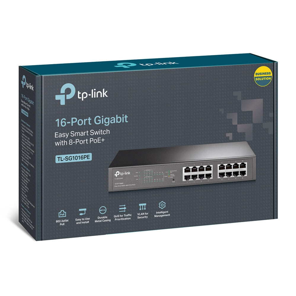 TP-Link TL-SG1016PE netwerk-switch Managed L2 Gigabit Ethernet (10/100/1000) Power over Ethernet (PoE) Zwart