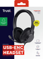 Trust Ayda Max Headset Bedraad Hoofdband Oproepen/muziek USB Type-C / USB Type-A Zwart