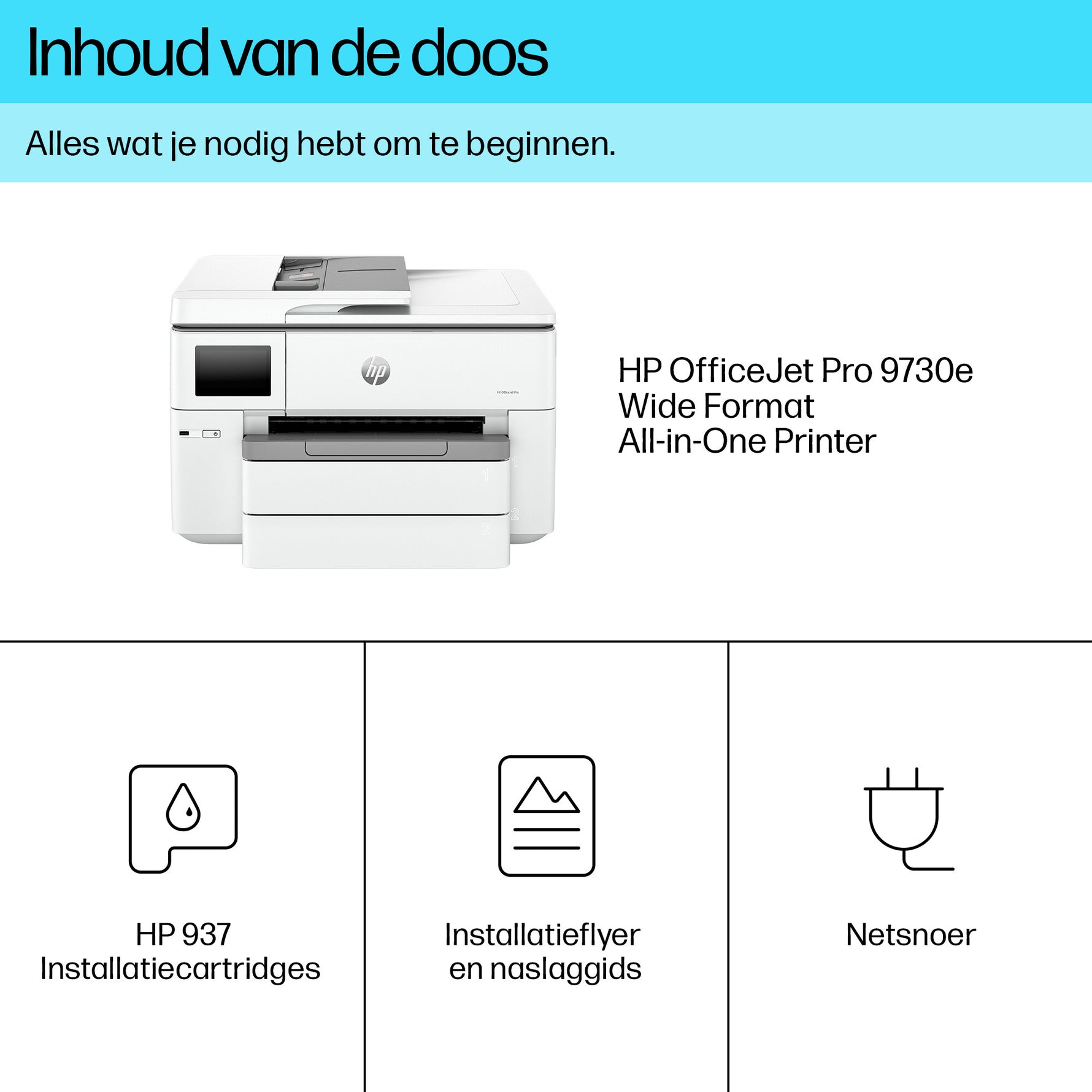HP OfficeJet Pro 9730e Draadloos All-in-One Kleur Printer, Instant Ink; Dubbelzijdig printen