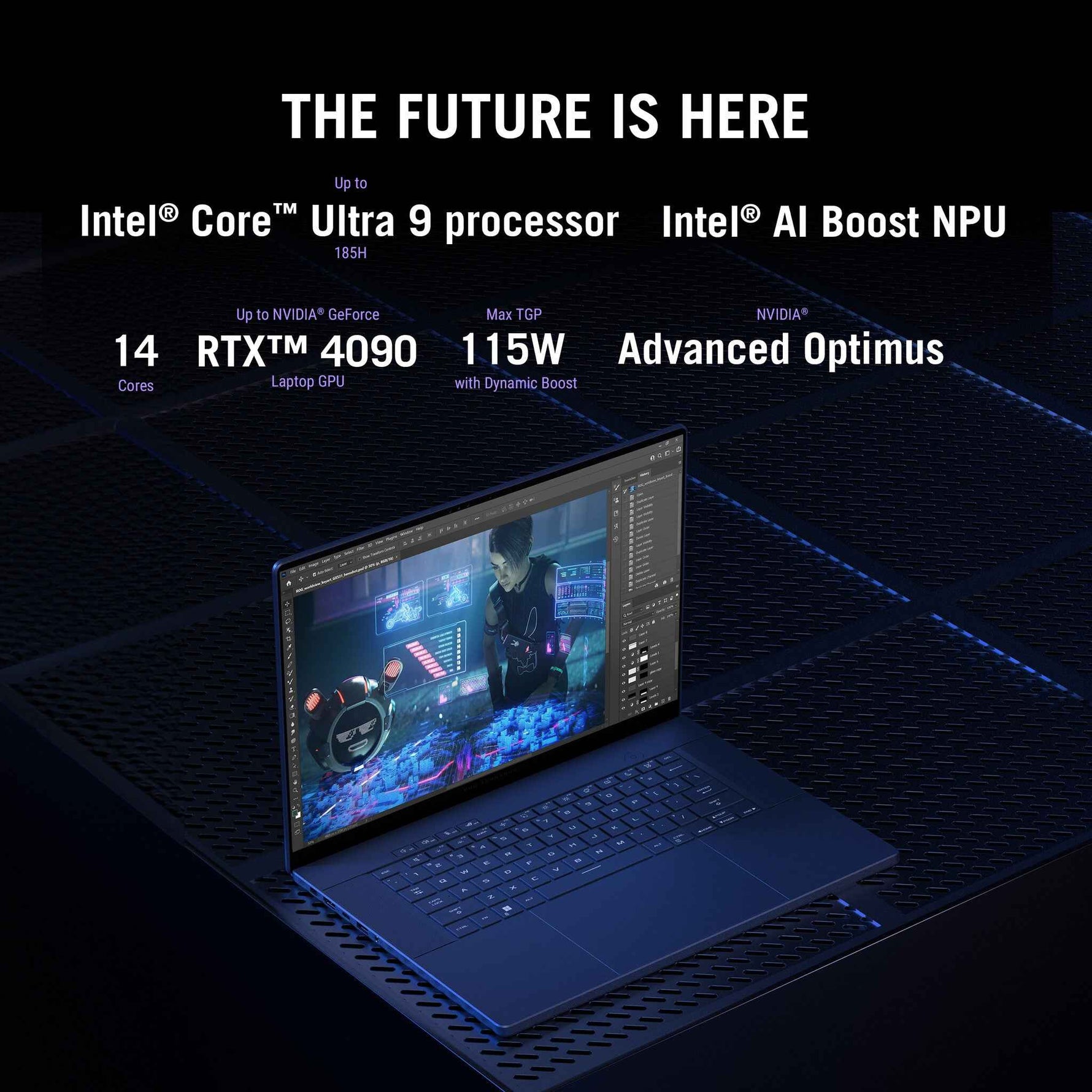 ASUS ROG Zephyrus G16 GU605MI-QR038W Intel Core Ultra 7 155H Laptop 40,6 cm (16") WQXGA 16 GB LPDDR5x-SDRAM 1 TB SSD NVIDIA GeForce RTX 4070 Wi-Fi 6E (802.11ax) Windows 11 Home Nederlands Grijs, Zwart