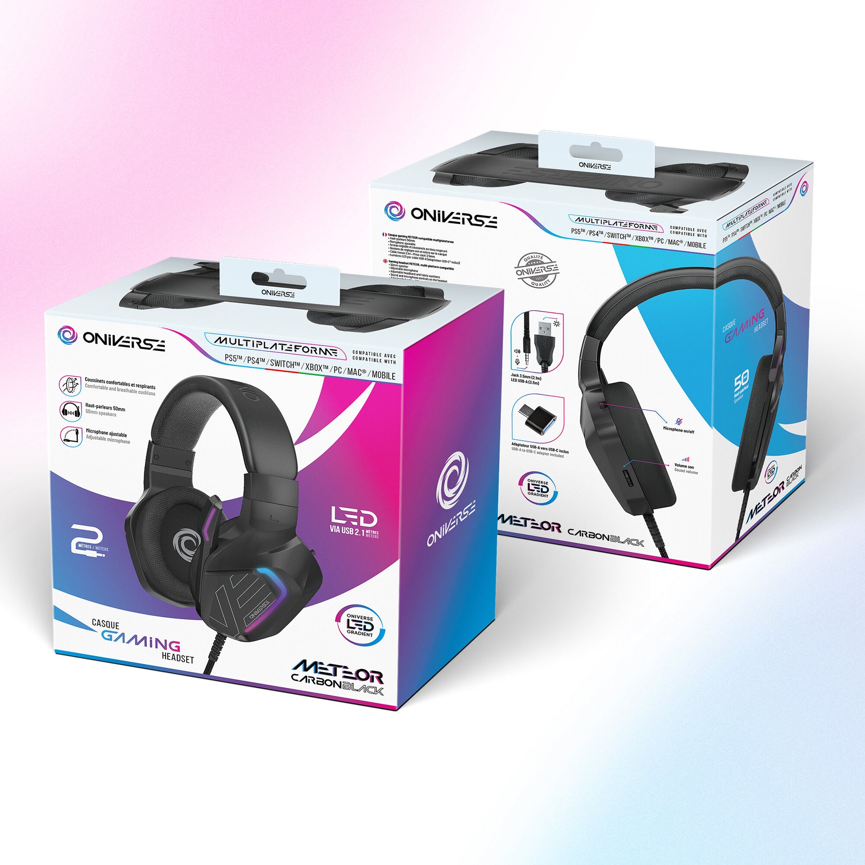 Oniverse Meteor Headset Bedraad Hoofdband Gamen Zwart