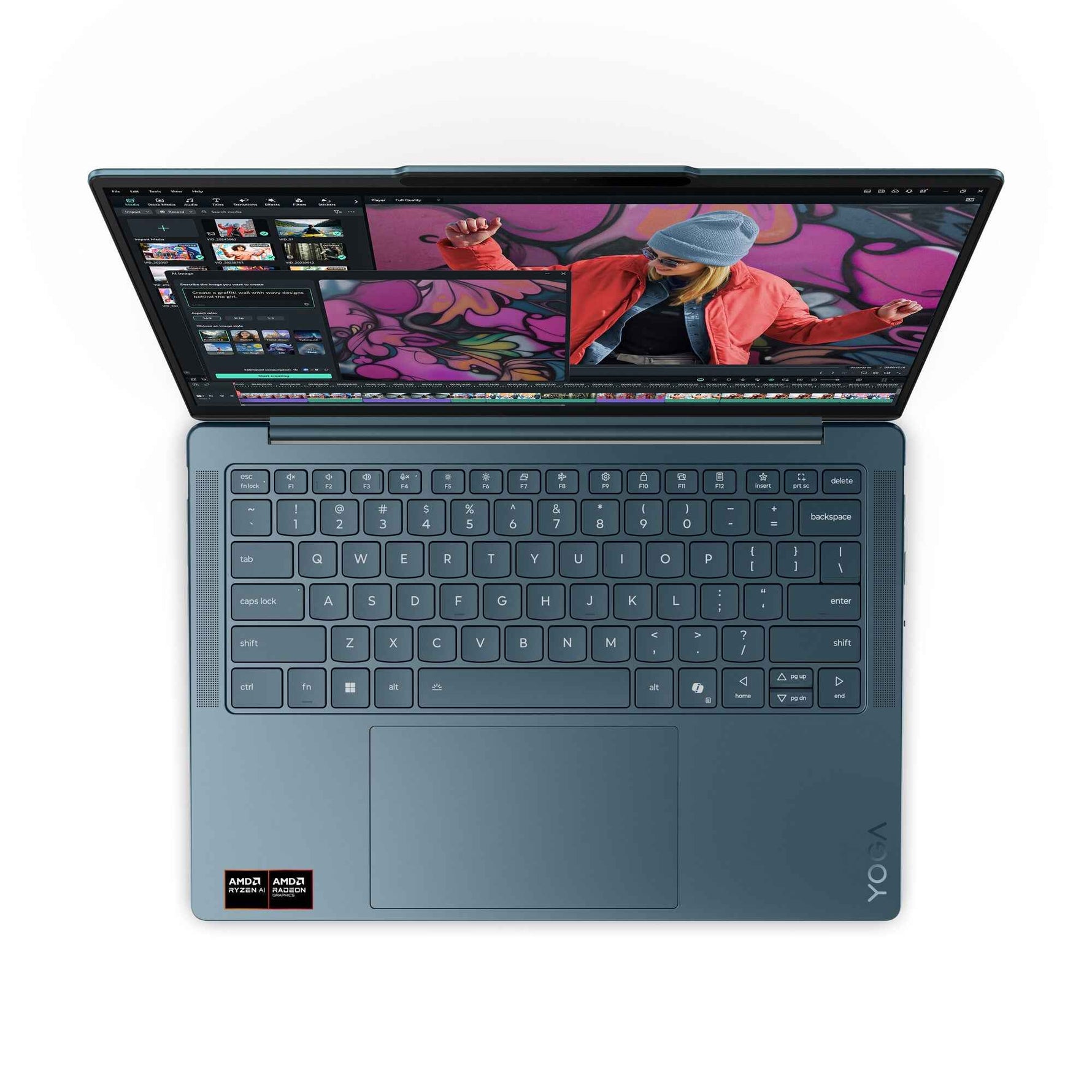 Lenovo Yoga Slim 7 14AKP10 Copilot+ PC AMD Ryzen AI 5 340 Laptop 35,6 cm (14") WUXGA 16 GB LPDDR5x-SDRAM 512 GB SSD Wi-Fi 7 (802.11be) Windows 11 Home Engels Blauwgroen
