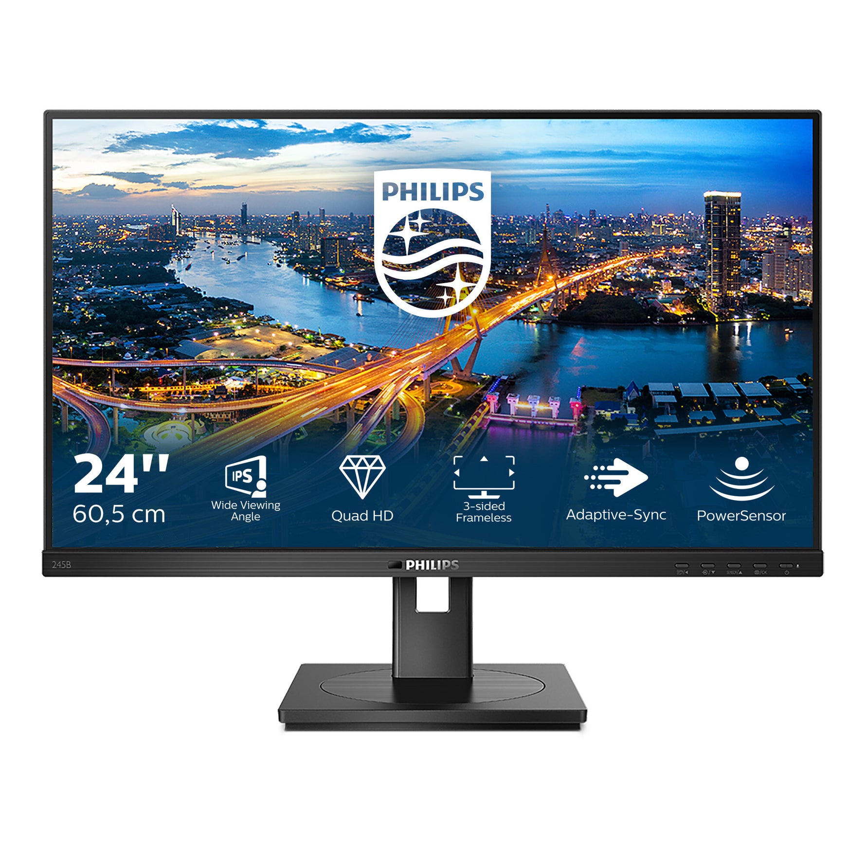 Philips B Line 245B1/00 LED display 60,5 cm (23.8") 2560 x 1440 Pixels Quad HD Zwart