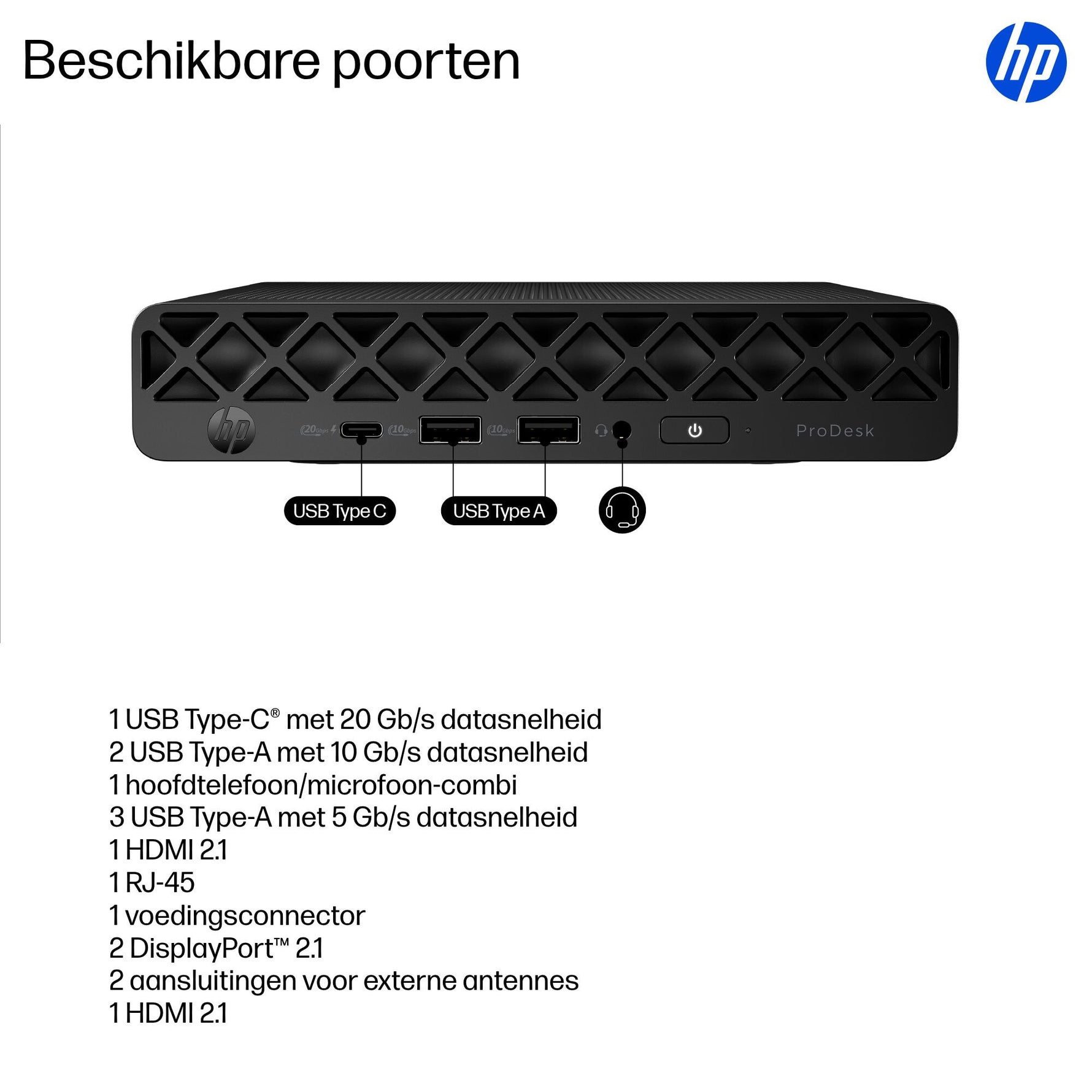 HP ProDesk 4 Mini G1i U5225T 16GB/512GB Intel Core Ultra 5 225T DDR5-SDRAM SSD Windows 11 Pro Mini PC AI PC Zwart