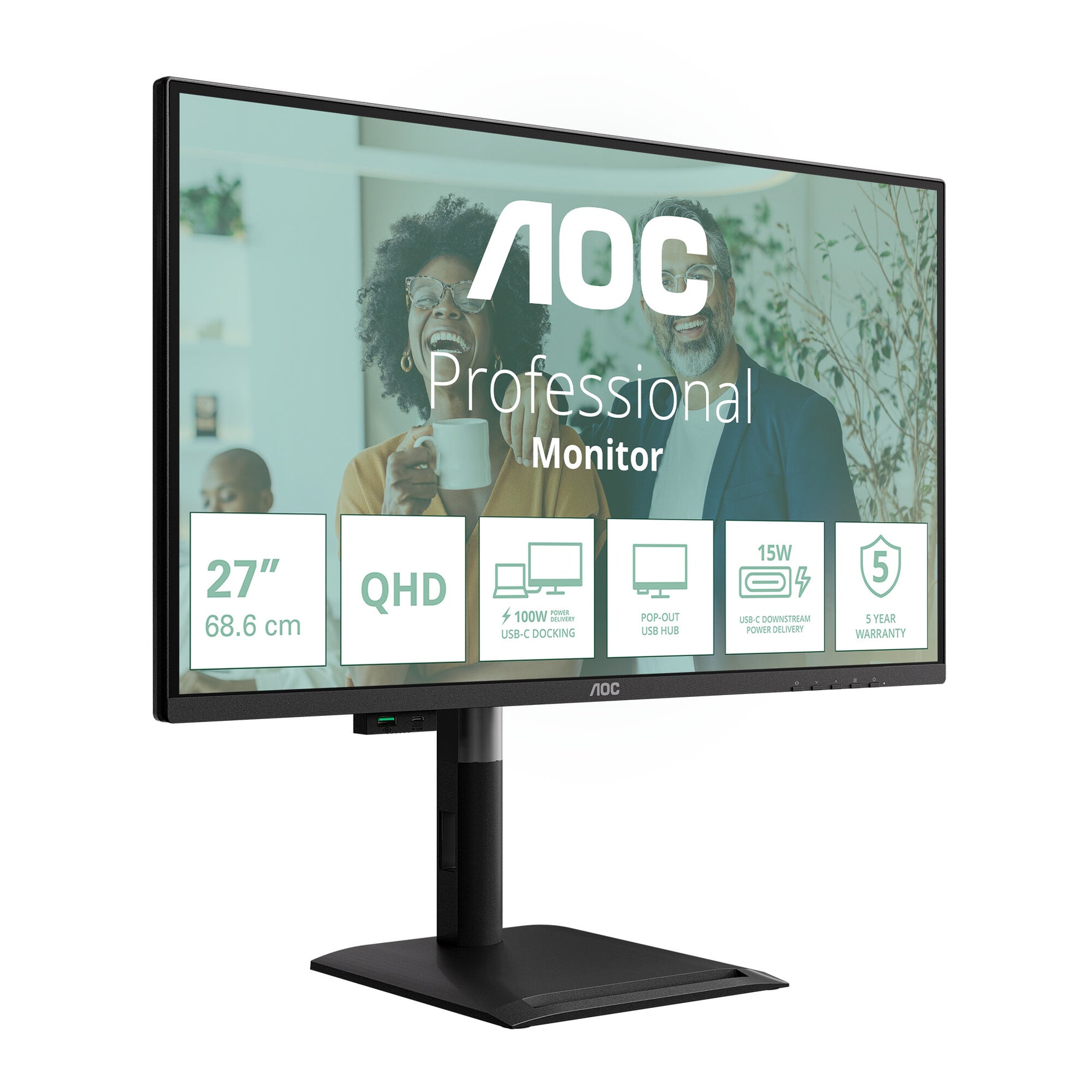 AOC Q27P4CV computer monitor 68,6 cm (27") 2560 x 1440 Pixels Quad HD LED Zwart