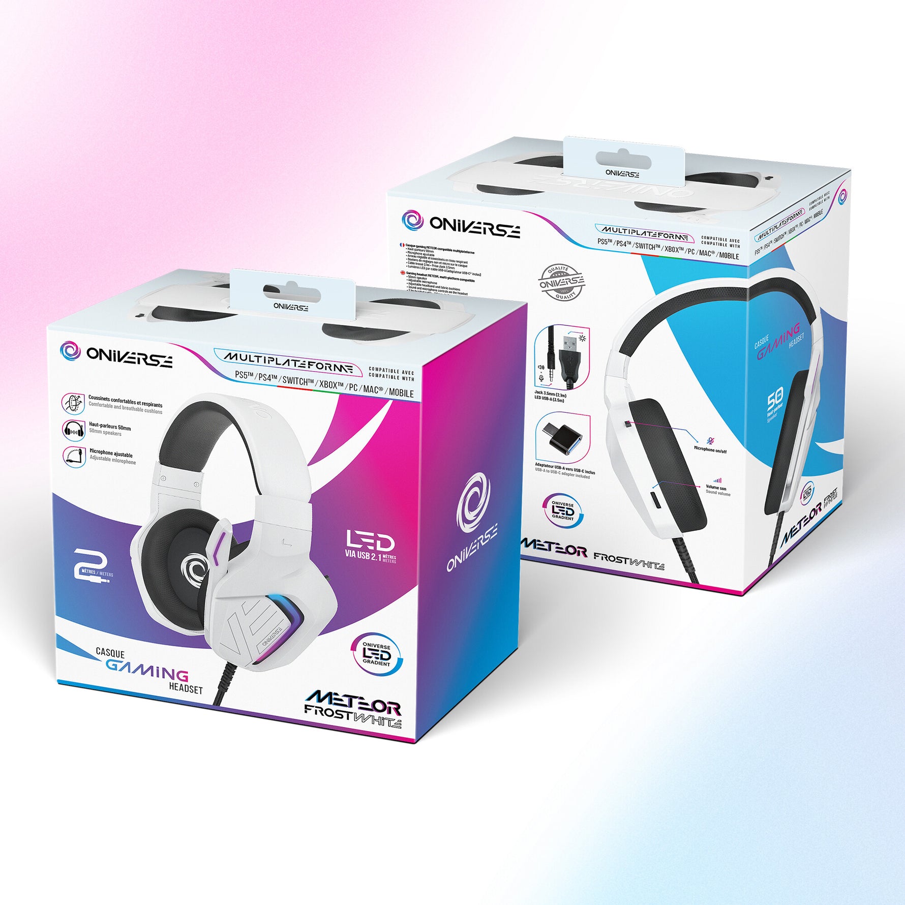 Oniverse Meteor Headset Bedraad Hoofdband Gamen Wit