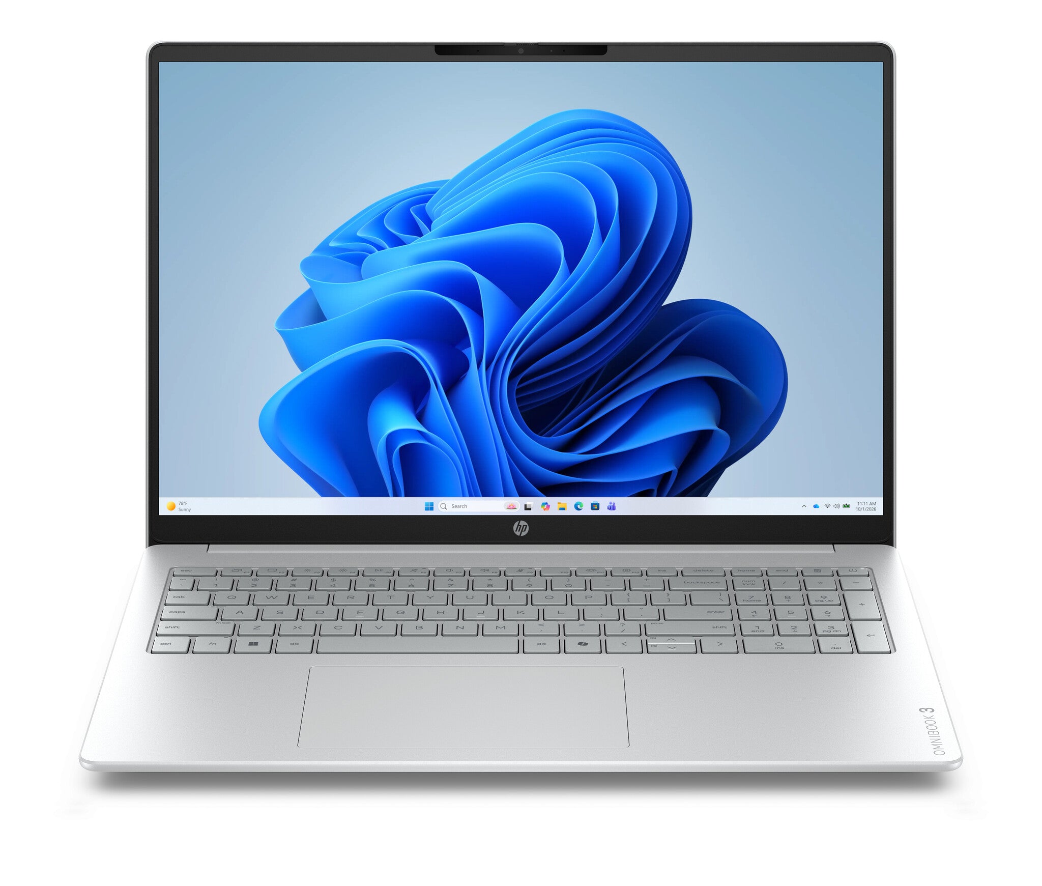HP OmniBook 3 16-by0058ndx AMD Ryzen™ 5 7520U Laptop 40,6 cm (16") 2K 8 GB LPDDR5-SDRAM 512 GB SSD Wi-Fi 6 (802.11ax) Windows 11 Home Grijs, Zilver QWERTY