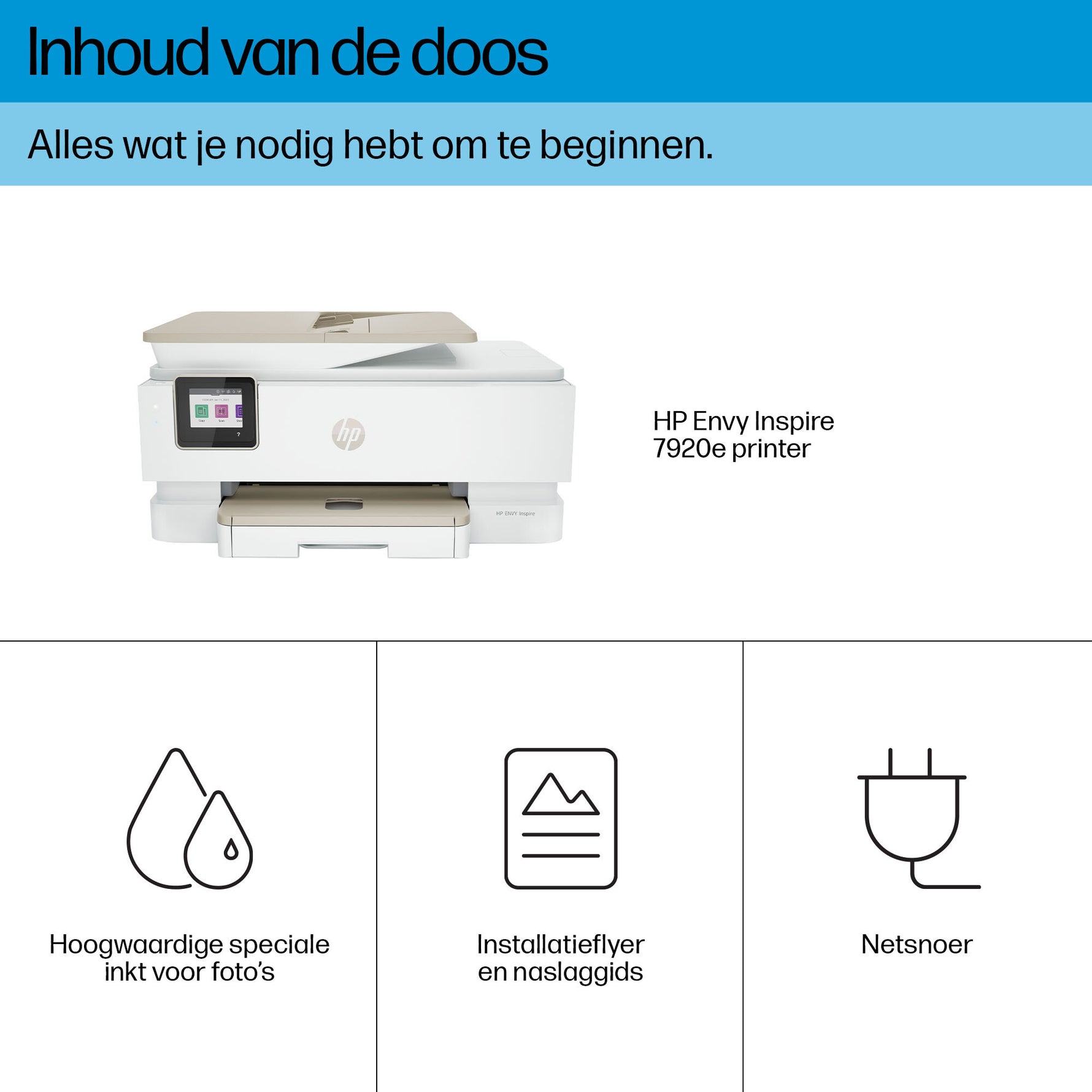 HP ENVY Inspire 7920e Draadloos All-in-One Kleur Printer, Instant Ink; Kopieerapparaat, scanner