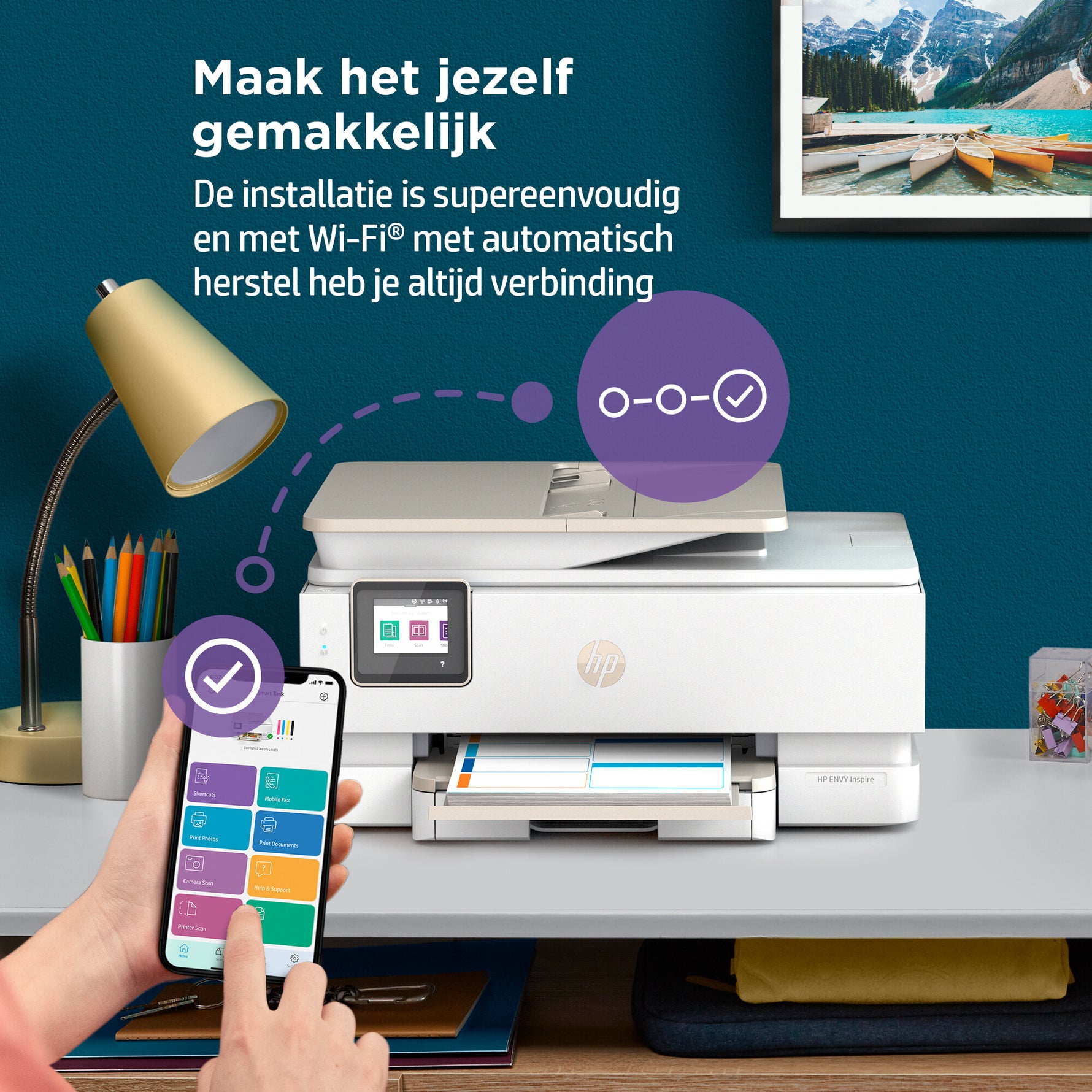 HP ENVY Inspire 7920e Draadloos All-in-One Kleur Printer, Instant Ink; Kopieerapparaat, scanner
