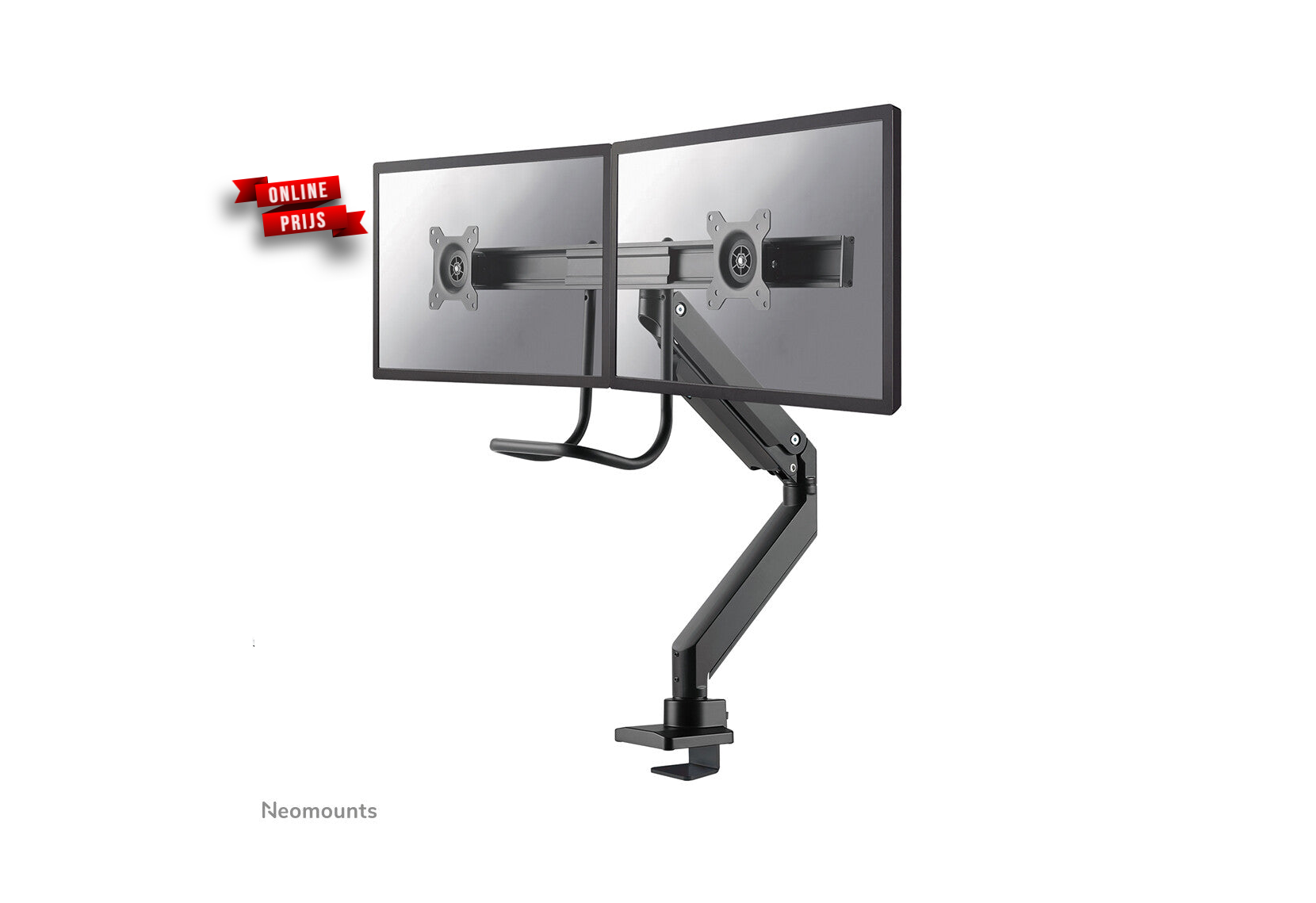 Neomounts NM-D775DXBLACK Monitorarm 10-32" - gasveer - Topfix - 180°-stop